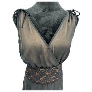 Connected Apparel Babydoll Y2K Faux Wrap Dress 12 Empire Waist Prom Lace Overlay